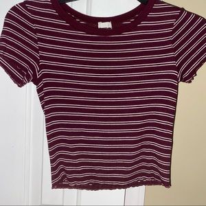Garage Burgundy Striped Crop Top